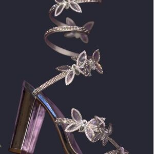 Wild Diva Silver Rhinestone Butterfly Heels